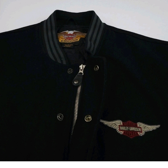 Harley-Davidson Black Varsity Jacket with Patches Large - Picture 4 of 7